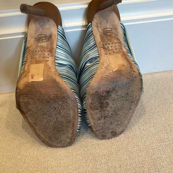 WHBM women's high heel sandal size 7.   Silky material with stripe pattern - Picture 5 of 5